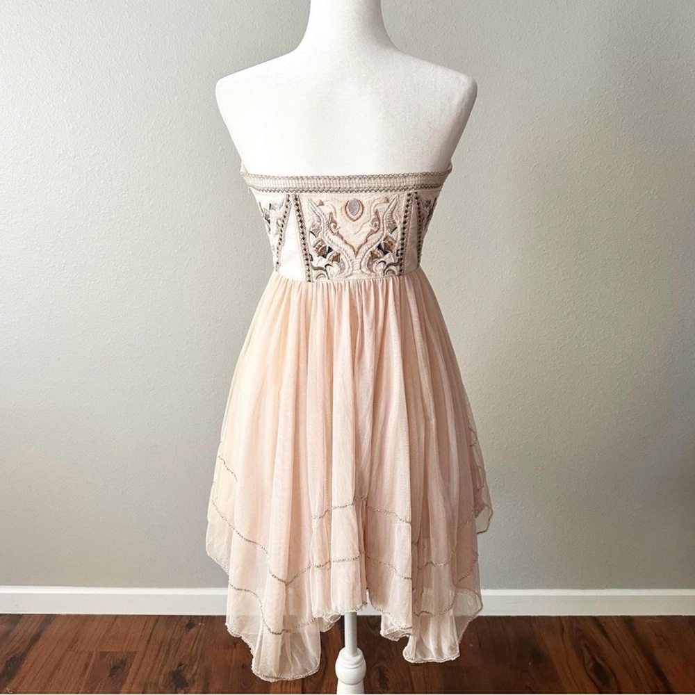 Free People Embroidered Bodice Corset Strapless Dress - Picture 4 of 7